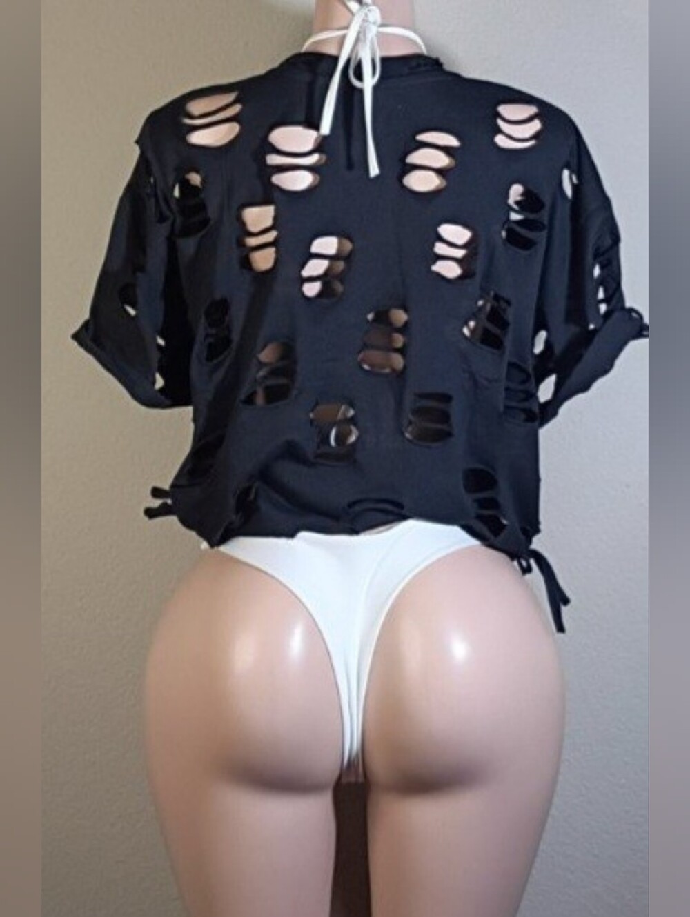 Michael Jackson Custom Distressed Graphic  Black Cropped Tee - Picture 6 of 7